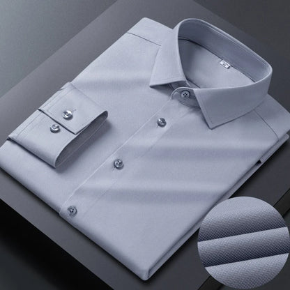 No Trace Men's Shirts Long Sleeve 8XL Bamboo Fiber Mens Shirts Long Sleeve Dress Shirt Casual Work Blue White Shirt Anti-Wrinkle