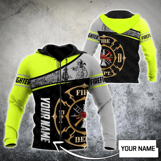 Custom Name Cosplay Firemen Firefighter Skull Tattoo Vintage Retro Tracksuit 3DPrint Pullover Harajuku Jacket Casual Hoodies Q7