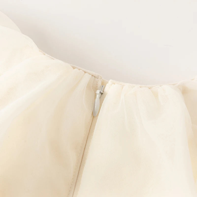 Dave Bella Girl's Princess Dress 2024 New Summer Children's Baby Mesh Noble Cute Sweet Charm Gentle Party DB2240172