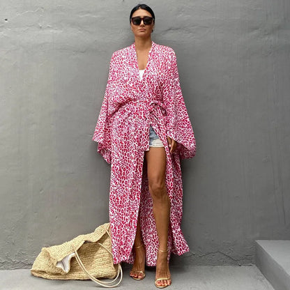 Para Praia Bat Shirt Bikini Cover Ups Beachwear Kimono Beach Robe Maxi Long Dress Sarong Women Loose Cardigan Swimsuit Covers
