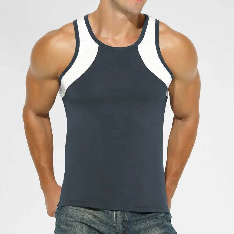 3PCSA comfortable and breathable vest man, a halter top, hurdling, short-sleeved young man, sports running, sleeveless T-shirt,