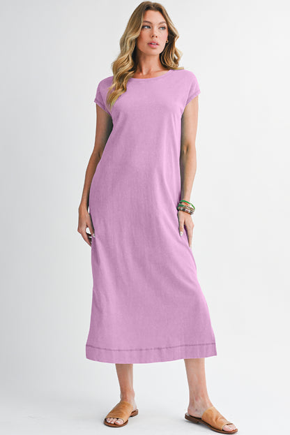 Carrot Mineral Wash Pocketed T-shirt Dress