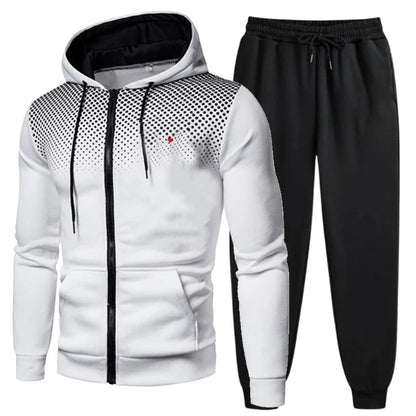Men's Jacket Set Black Red White Blue Gray Printed Logo Hoodie Zipper Sweatshirt Sportswear for Outdoor Fitness Gym Casual Wear