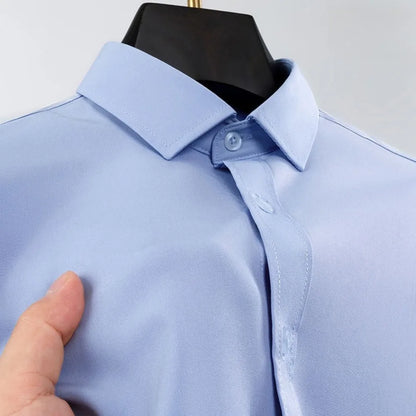 Customized Embroidered Printed Elastic Men's Long Sleeved Shirt No Ironing Workwear Business Casual High-end Formal White Shirt