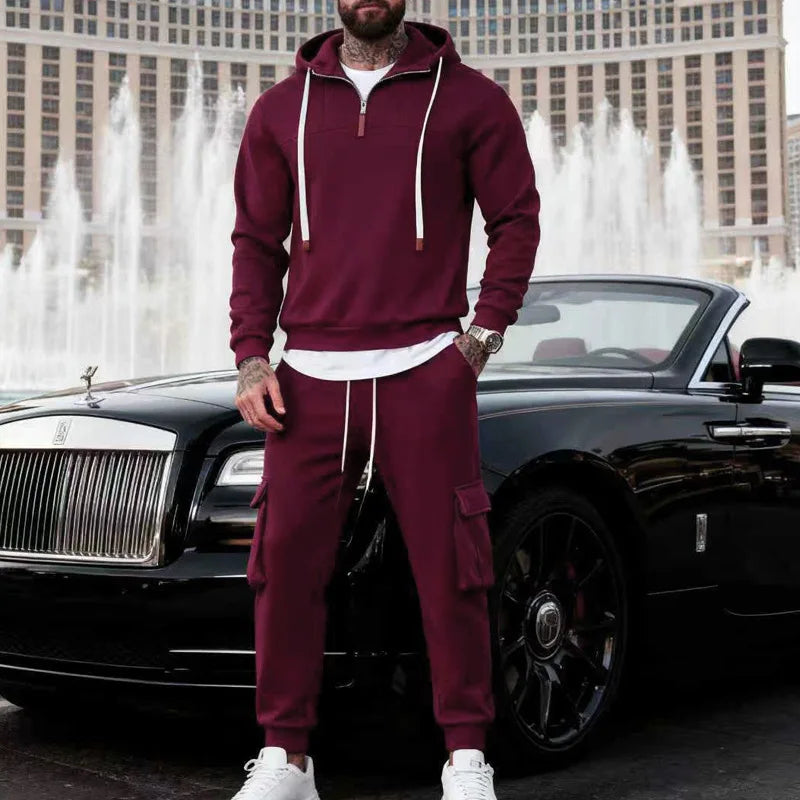 2025 Winter Men's Loose Tooling Trend Cultivation Sports Hooded Sweater Sweatpants Suit Men