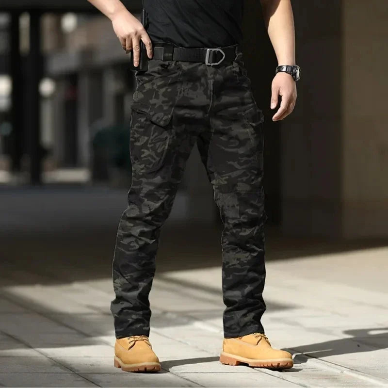 New Jogging Long Pants Large Pocket Loose Overalls Men's Outdoor Sports Jogging Tactical Pants Elastic Waist Casual Work Pants