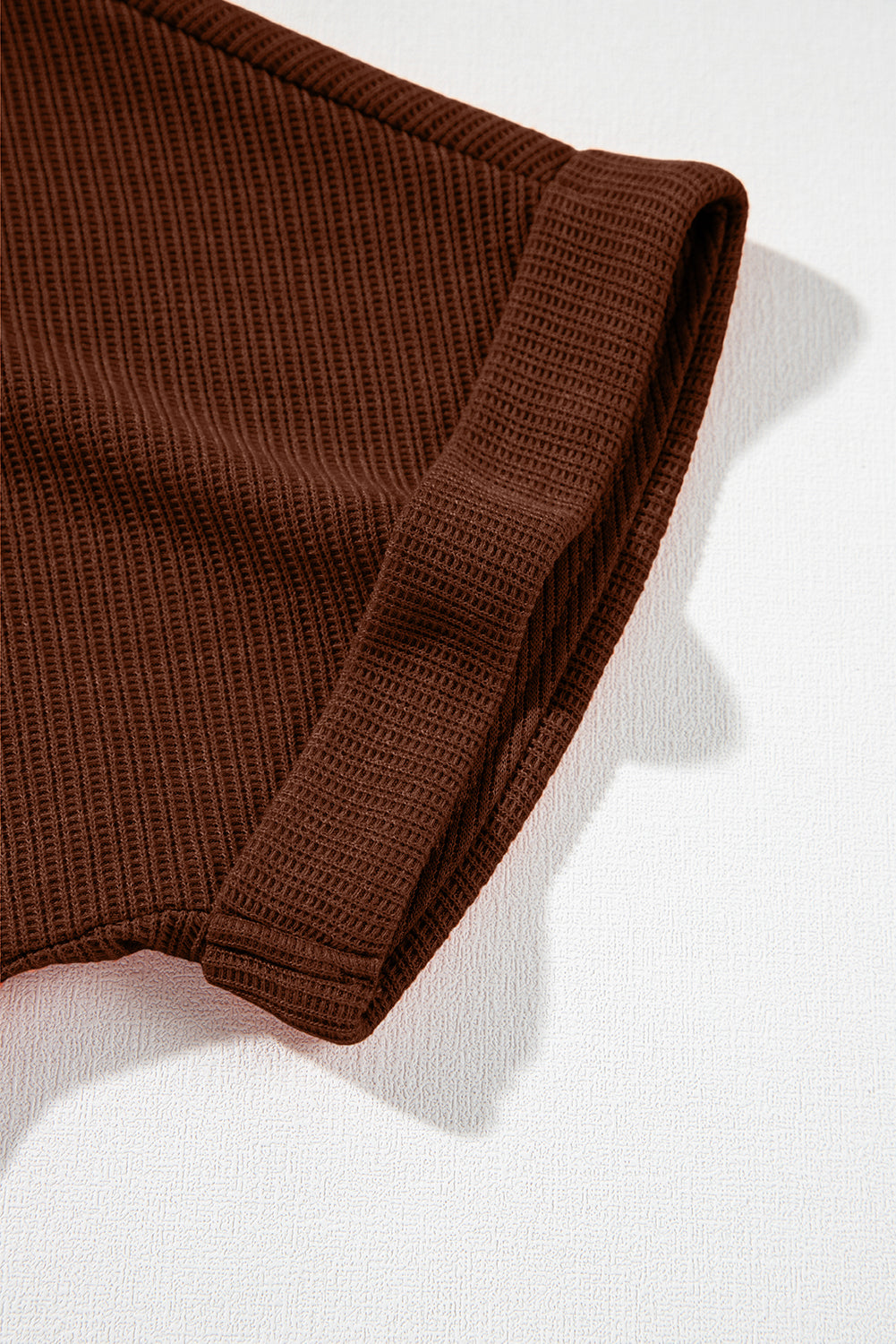 Coffee Solid Color Knit V Neck Zipped Loose Romper