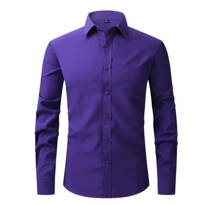 Customized Embroidered Printed Elastic Men's Long Sleeved Shirt No Ironing Workwear Business Casual High-end Formal White Shirt