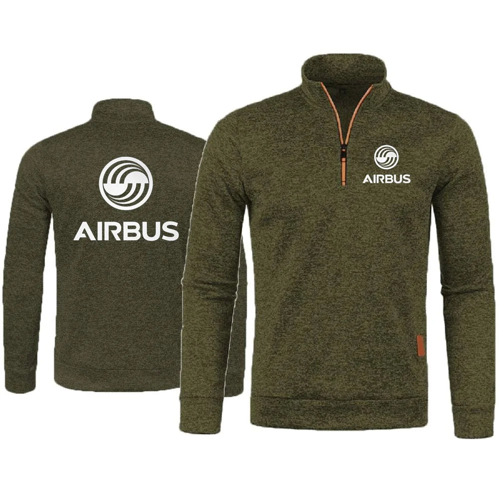 Men 2Pcs Sets Hoodies Pants Sweatshirts Half Zipper Soft Fleece Turtleneck Sweater AIRBUS AVIATION Flight Airbusfan A320