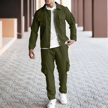 New style European-style men's winter solid-color coat with multiple buttons, pocketed, long-sleeved, and turned-down collar sui