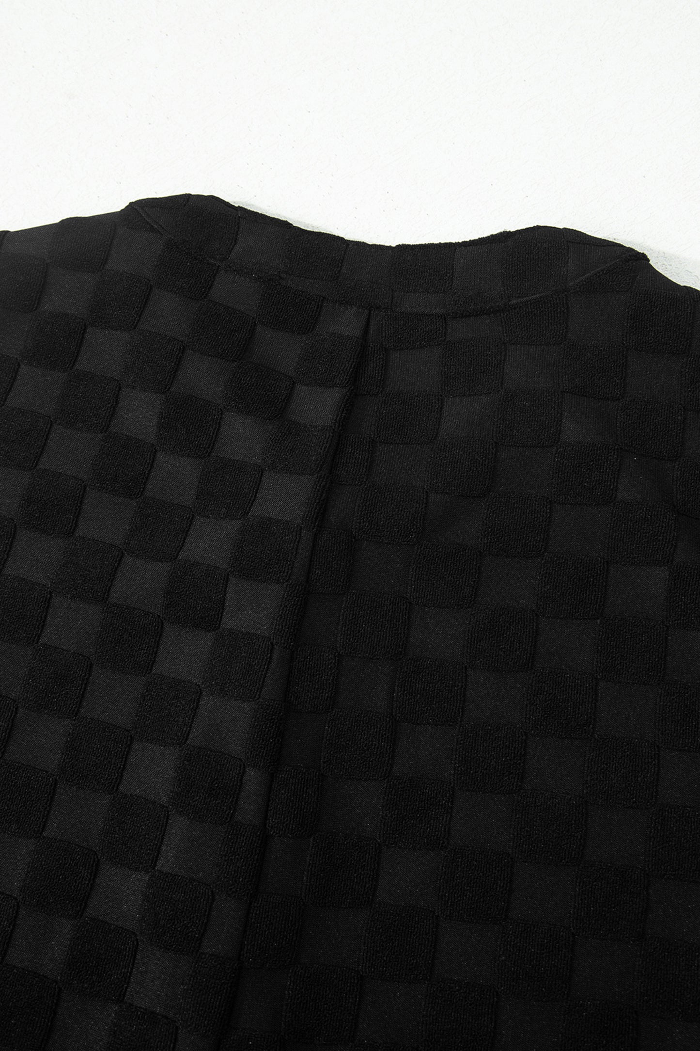 Black Half Buttons Sleeveless Wide Leg Textured Jumpsuit