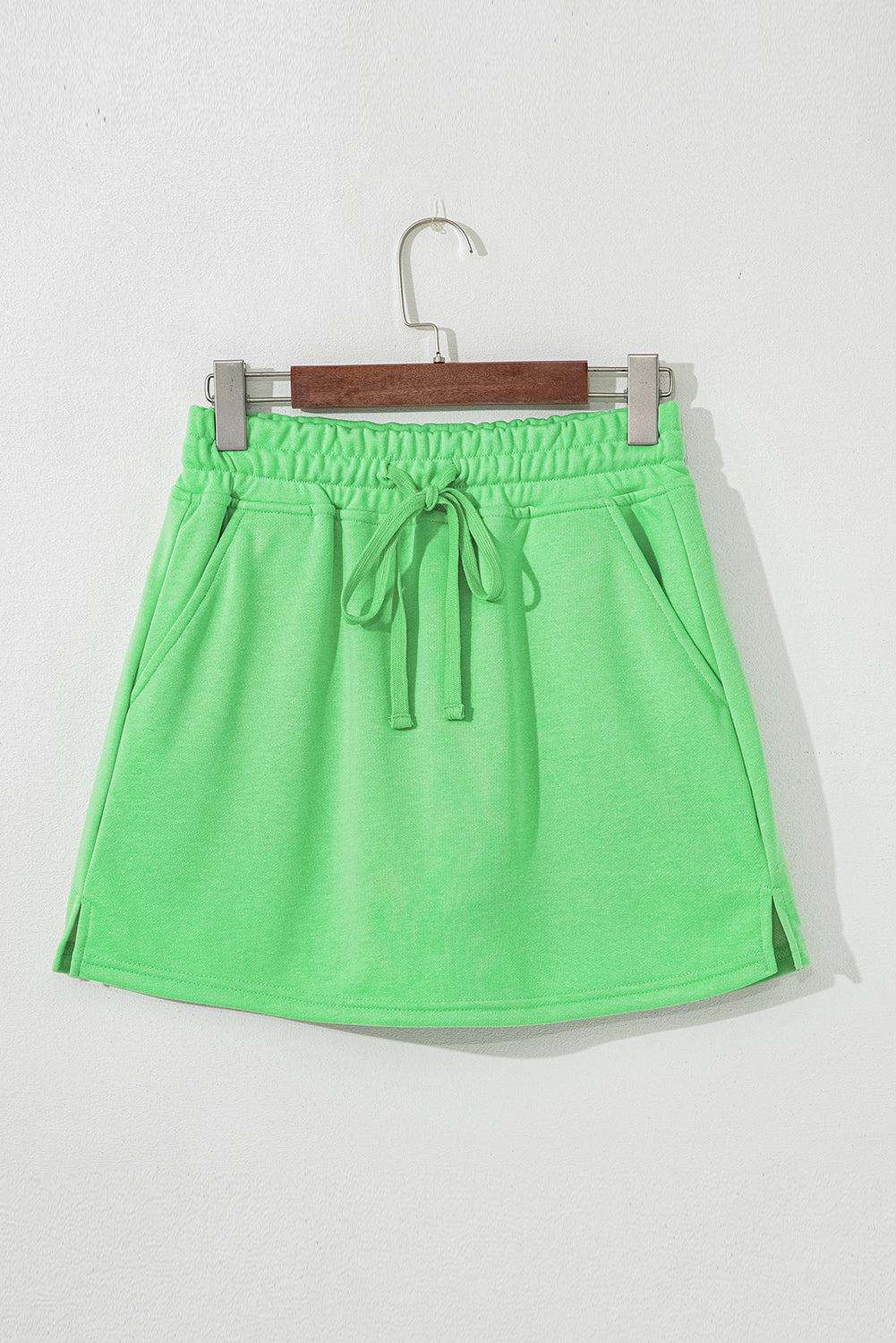 Light Grey French Terry Drawstring Mini Skort with Pockets