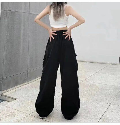 American retro tooling slacks female drape straight beam foot trousers summertime joker loose ins wide-legged pants
