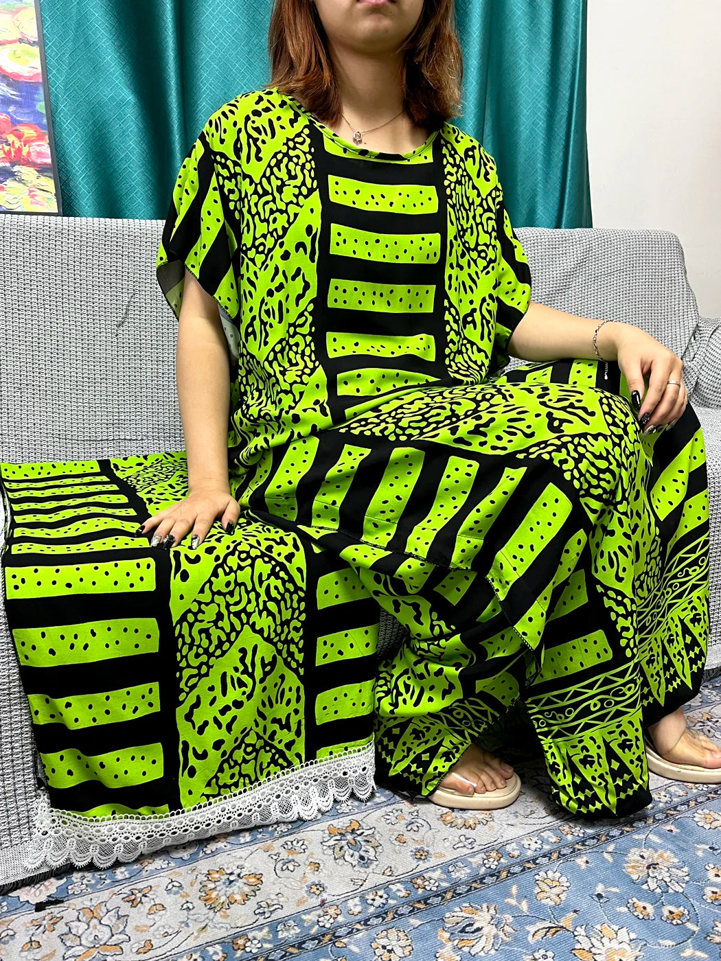 Muslim Abayas For Women 2024 Printed Cotton Short Sleeve Loose Fit Femme Robe Moroccan Caftan Nigeria Drsses With 80x160cm Sarf