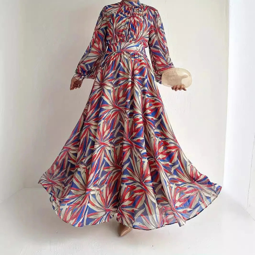 Muslim Fashion Abaya Middle East Muslim Dresses Stand Collar Long Elegant Dress Modest Women Muslim Robes Jalabiya Abayas