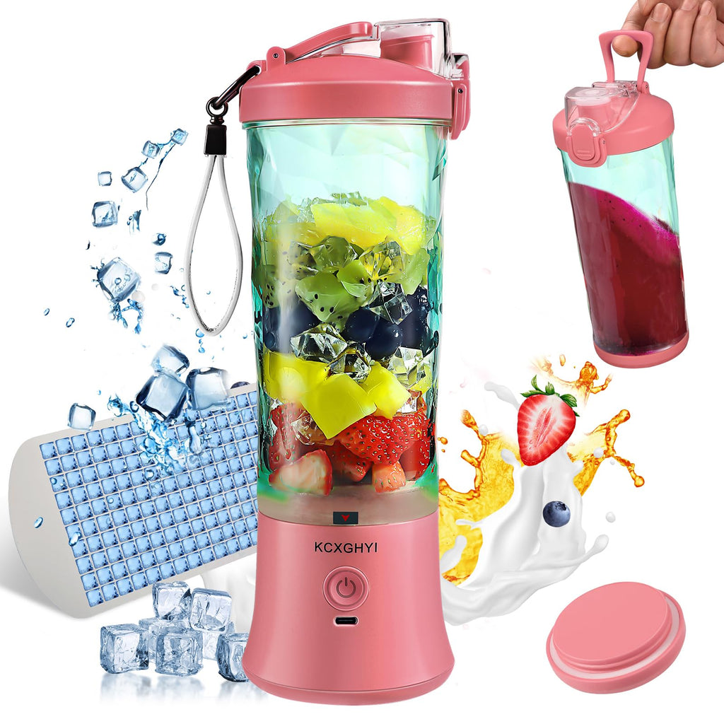 Blender Portable Personnel Blender pour Smoothies, Jus Fraîchement Pressés, Milkshakes et Alimentation Bébé Mini Blender 20 oz Sans BPA Adapté pour les Sports en Extérieur, les Voyages en Famille (rose)