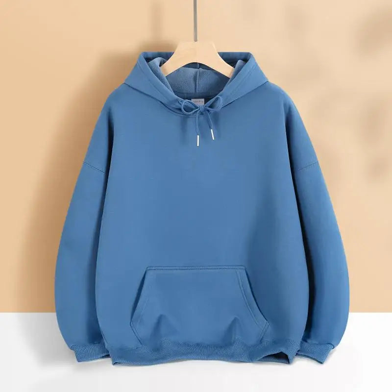 New Winter Custom Graphic Men's Plush Hoodies Drop Shoulder Thick Women's Sweatshirts Personalized Print Casual Cotton Pullovers