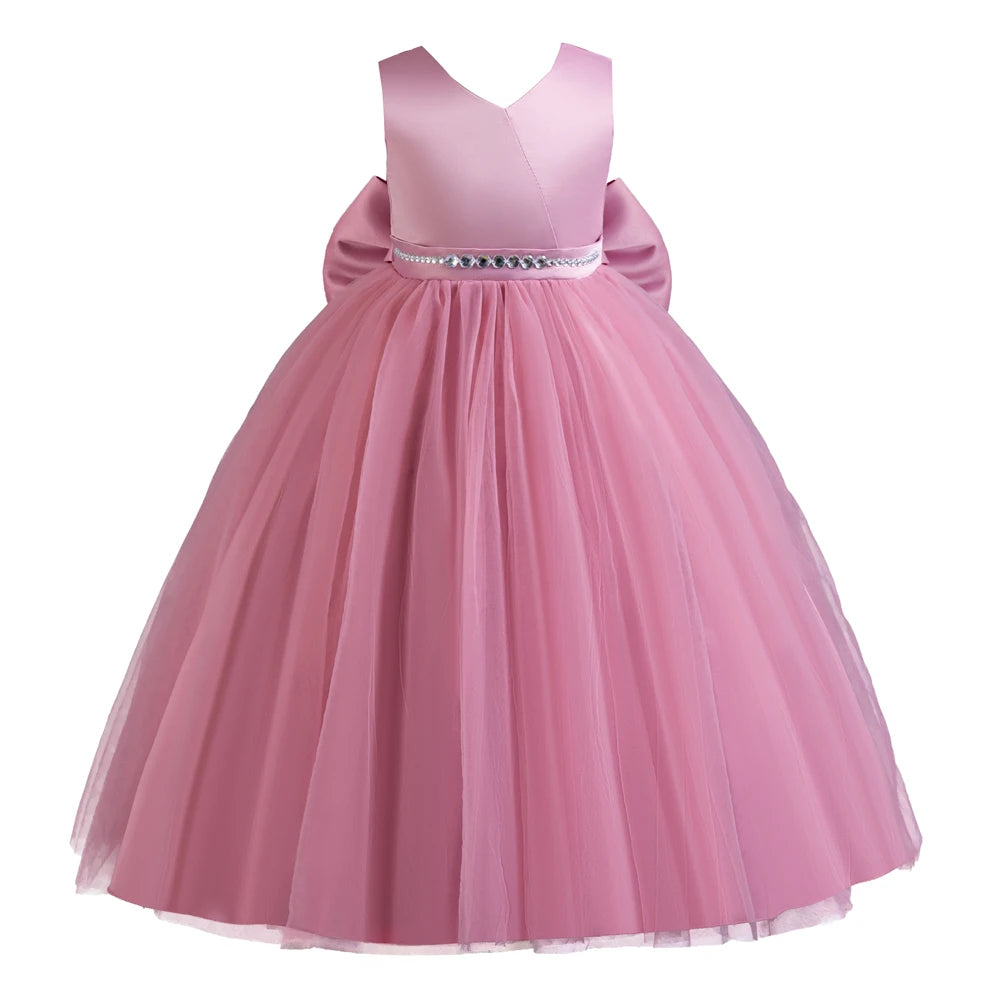 A long dress;Bow Princess Skirt;Piano costumes;Princess dress;Girls' Dress Bow Princess Dress Dress Children's piano birthday ca