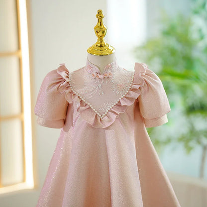 Girl's Dress Birthday Dress New Chinese Style Little Host Piano Performance Costume Flower Girl Princess Dress