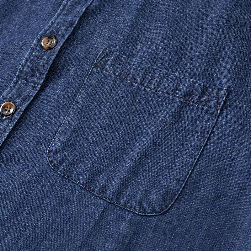Men's Casual Cargo Denim Shirt 2025 Spring Autumn Heavyweight Button Down Workwear Long Sleeve Jeans Shirt With Chest Pocket