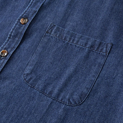 Men's Casual Cargo Denim Shirt 2025 Spring Autumn Heavyweight Button Down Workwear Long Sleeve Jeans Shirt With Chest Pocket