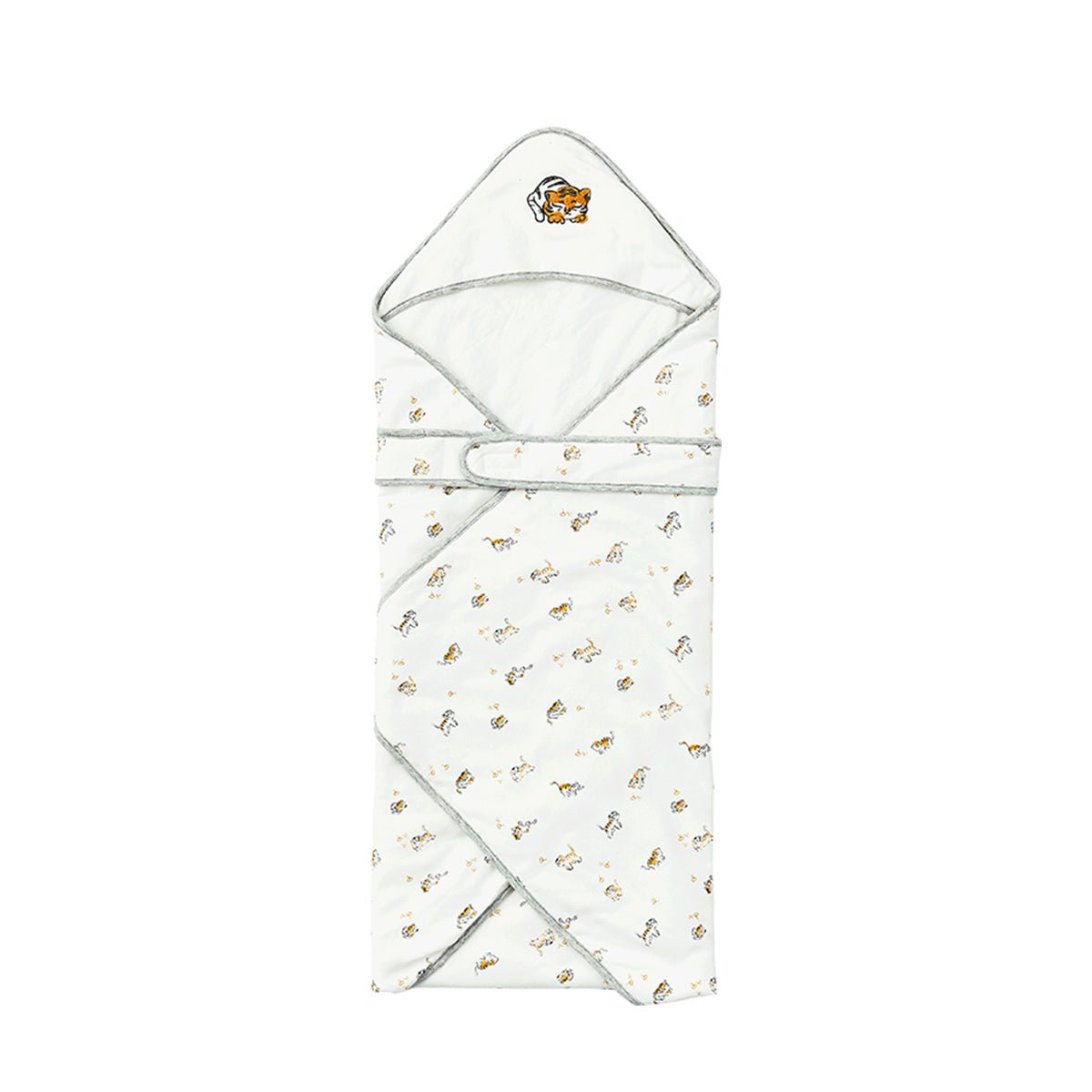 Lively Tiger Light Cotton Baby White Swaddle Wrap