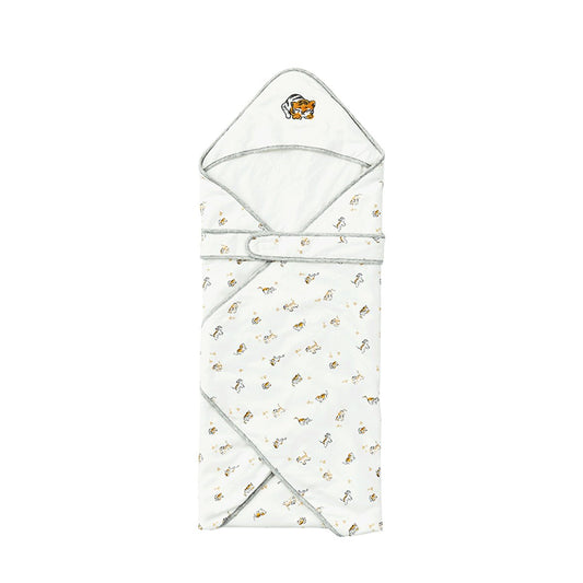 Lively Tiger Light Cotton Baby White Swaddle Wrap