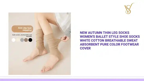 New Autumn Thin Leg Socks Women's Ballet Style Shoe Socks White Cotton Breathable Sweat Absorbent Pure Color Footwear Cover by@Outfy