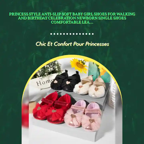 Princess Style Anti-Slip Soft Baby Girl Shoes For Walking And Birthday Celebration Newborn Single Shoes Comfortable Leather by@Outfy