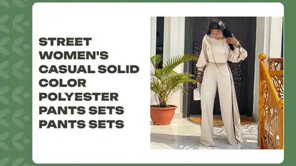 street women's casual solid color polyester pants sets pants sets by@Outfy