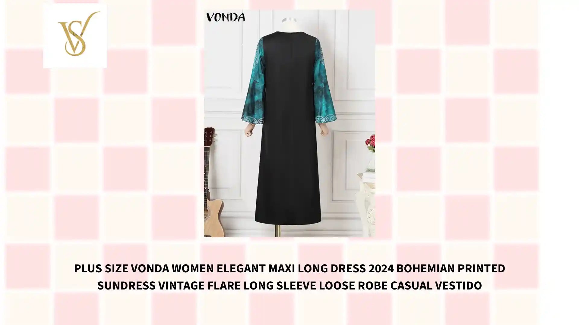 Plus Size VONDA Women Elegant Maxi Long Dress 2024 Bohemian Printed Sundress Vintage Flare Long Sleeve Loose Robe Casual Vestido by@Outfy