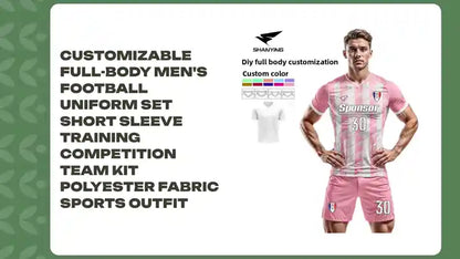 Customizable Full-Body Men's Football Uniform Set Short Sleeve Training Competition Team Kit Polyester Fabric Sports Outfit by@Outfy