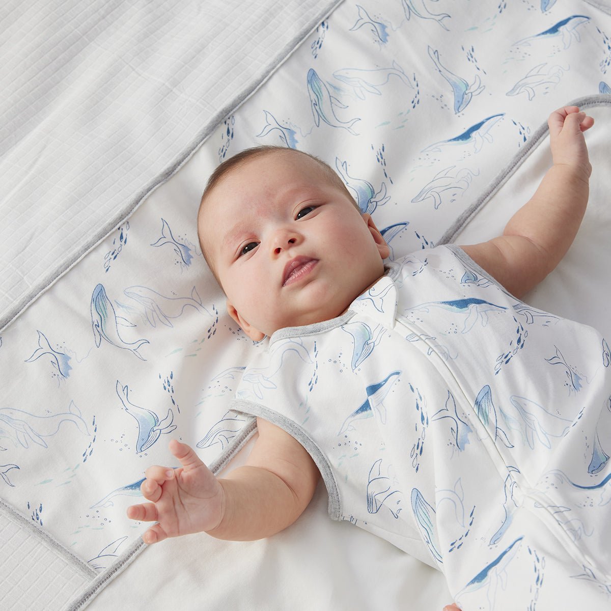 Swimming Whale Waterproof Baby White Changing Mat