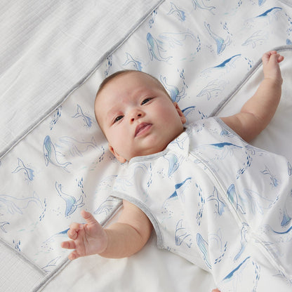 Swimming Whale Waterproof Baby White Changing Mat